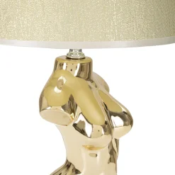 Lampada da Tavolo Beige oro Necessaria 1 Lampadina Attacco e27, Paralume - Bafapa
