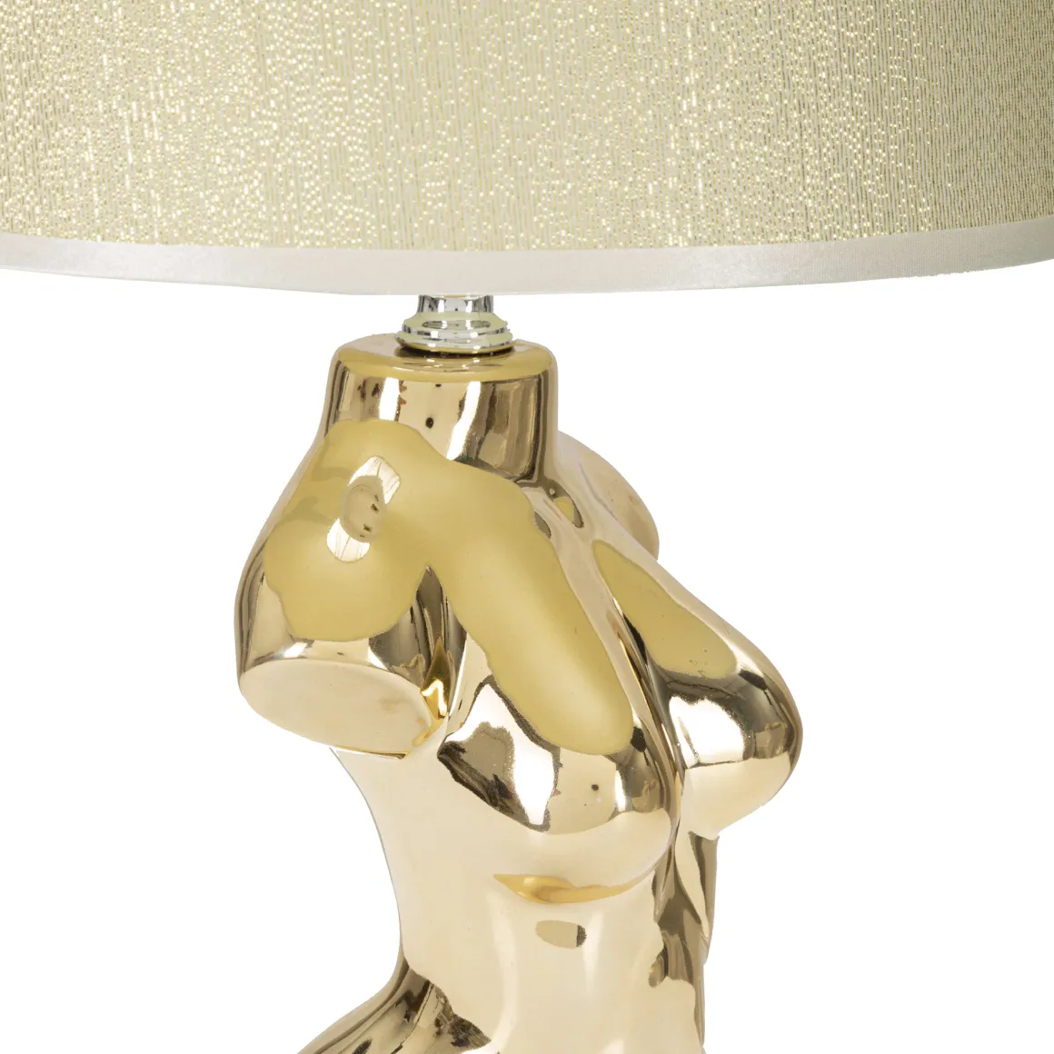 Lampada da Tavolo Beige oro Necessaria 1 Lampadina Attacco e27, Paralume - Bafapa