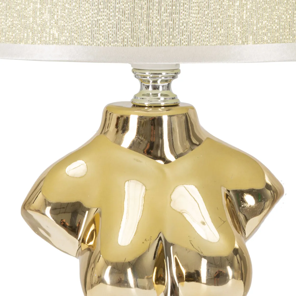 Lampada da Tavolo Beige oro Necessaria 1 Lampadina Attacco e27, Paralume - Bafapa