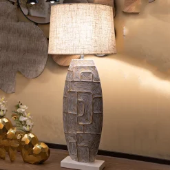 Lampada da Tavolo Beige oro Necessaria 1 Lampadina Attacco e27, Paralume - Falekaza