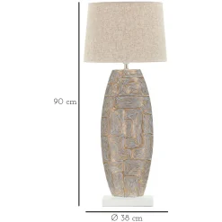 Lampada da Tavolo Beige oro Necessaria 1 Lampadina Attacco e27, Paralume - Falekaza