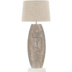 Lampada da Tavolo Beige oro Necessaria 1 Lampadina Attacco e27, Paralume - Falekaza