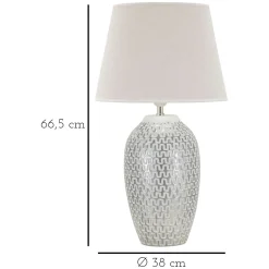 Lampade Da Tavolo > Dmora Lampada da Tavolo Bianco Argento Necessaria 1 Lampadina Attacco e27, Paralume - Balosemo Argento, Bianco