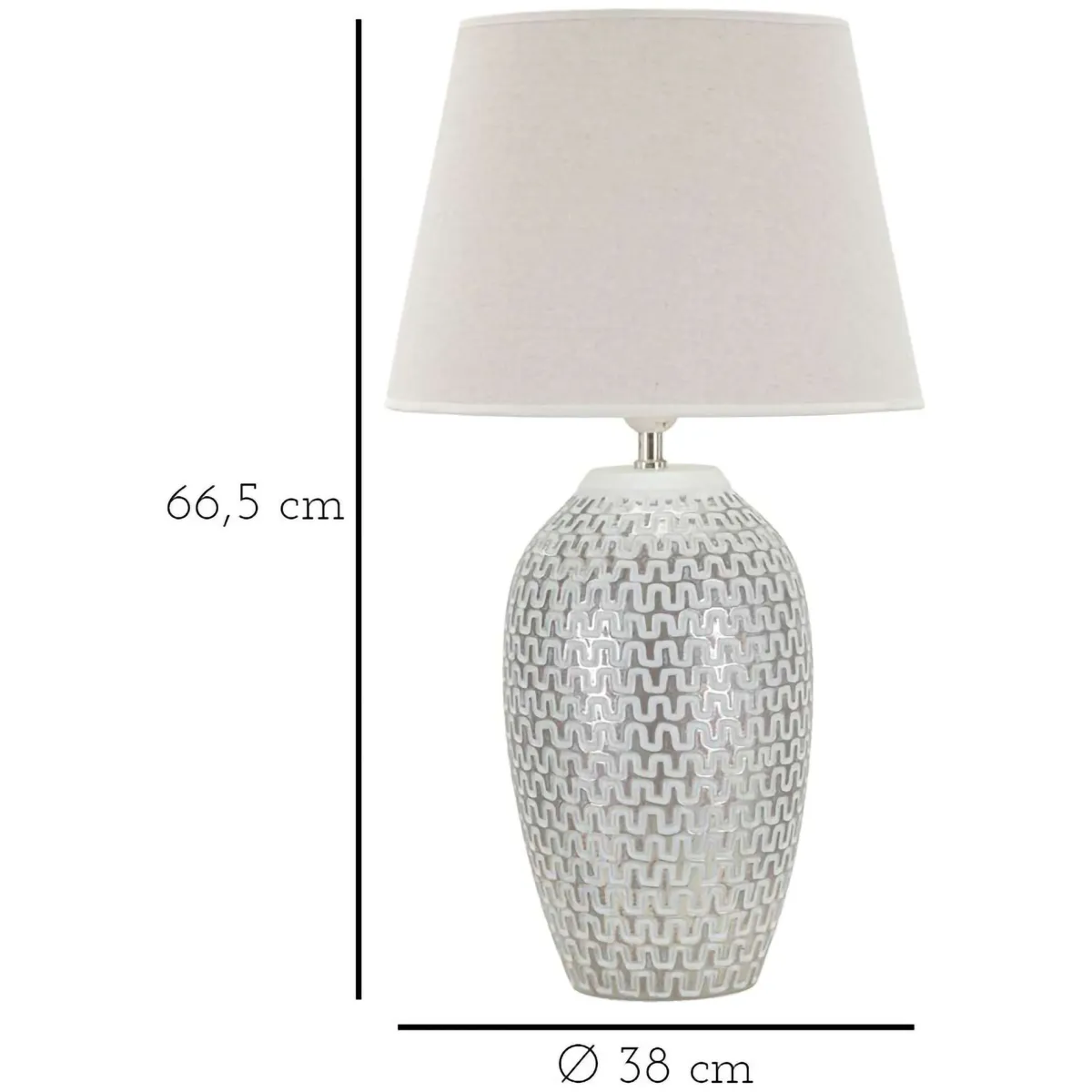 Lampade Da Tavolo > Dmora Lampada da Tavolo Bianco Argento Necessaria 1 Lampadina Attacco e27, Paralume - Balosemo Argento, Bianco