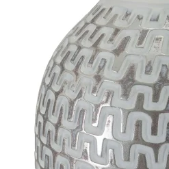 Lampade Da Tavolo > Dmora Lampada da Tavolo Bianco Argento Necessaria 1 Lampadina Attacco e27, Paralume - Balosemo Argento, Bianco