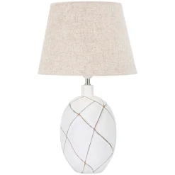 Lampada da Tavolo Bianco Beige Necessaria 1 Lampadina Attacco e27, Paralume - Baha
