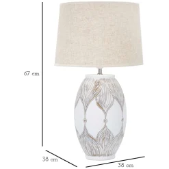 Lampada da Tavolo Bianco Beige Necessaria 1 Lampadina Attacco e27, Paralume - Batabaga