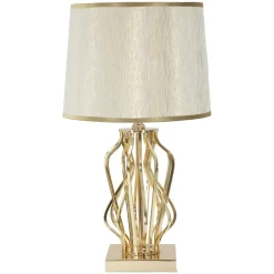Lampada da Tavolo Bianco Crema oro Necessaria 1 Lampadina Attacco e27, Paralume - Sigiri