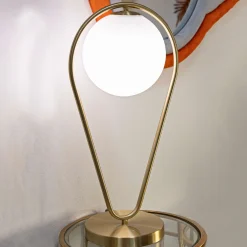 Lampade Da Tavolo > Dmora Lampada da Tavolo Bianco oro Necessaria 1 Lampadina Attacco e14, Interruttore Manuale - Basomo Oro, Bianco