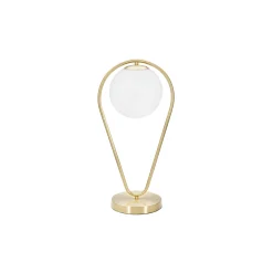 Lampade Da Tavolo > Dmora Lampada da Tavolo Bianco oro Necessaria 1 Lampadina Attacco e14, Interruttore Manuale - Basomo Oro, Bianco