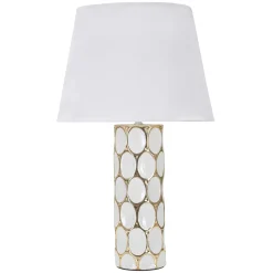 Lampada da Tavolo Bianco oro Necessaria 1 Lampadina Attacco e27, Paralume - Badani