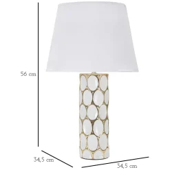 Lampada da Tavolo Bianco oro Necessaria 1 Lampadina Attacco e27, Paralume - Badani