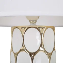 Lampada da Tavolo Bianco oro Necessaria 1 Lampadina Attacco e27, Paralume - Badani