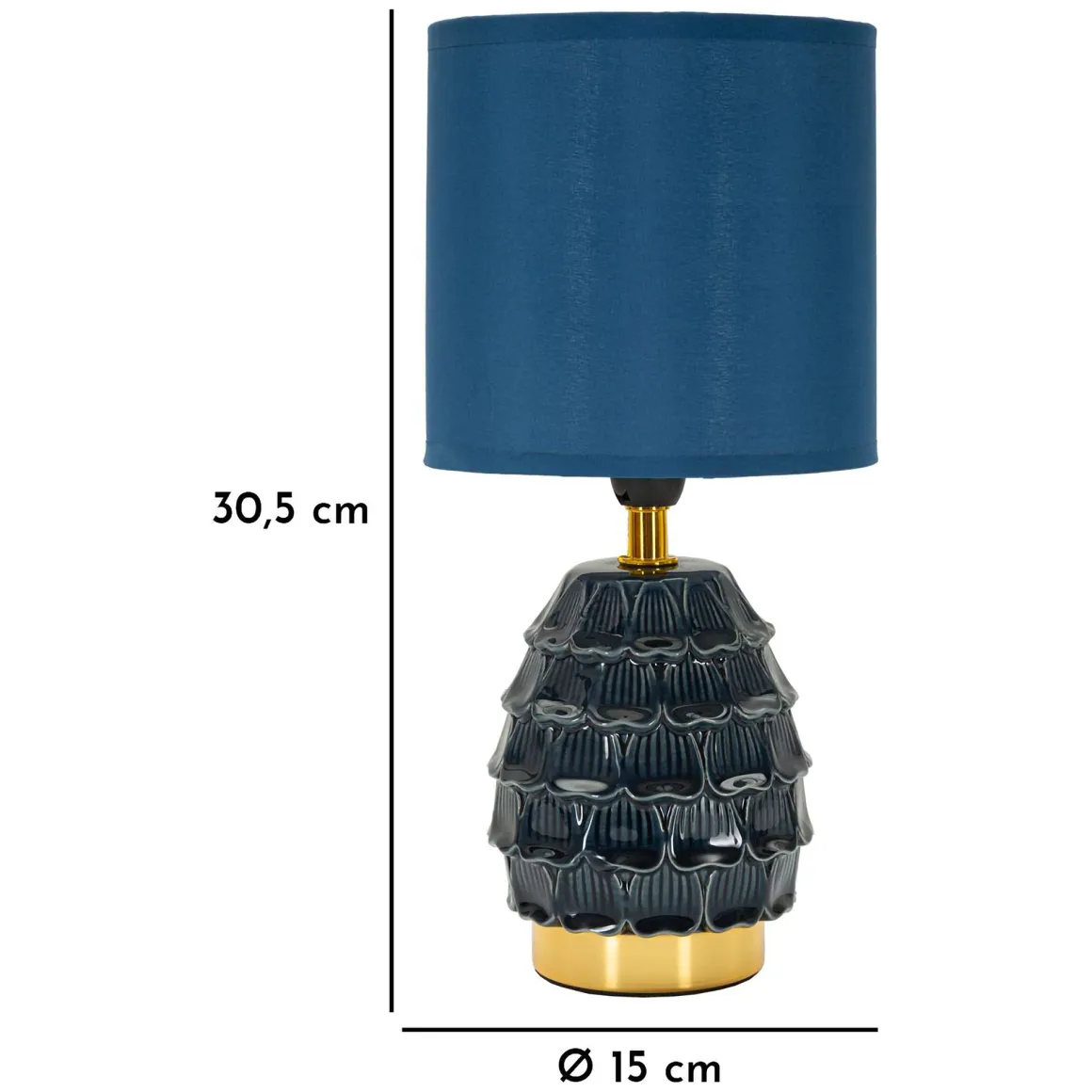Lampada da Tavolo blu oro Necessaria 1 Lampadina Attacco e14, Paralume - Talkee