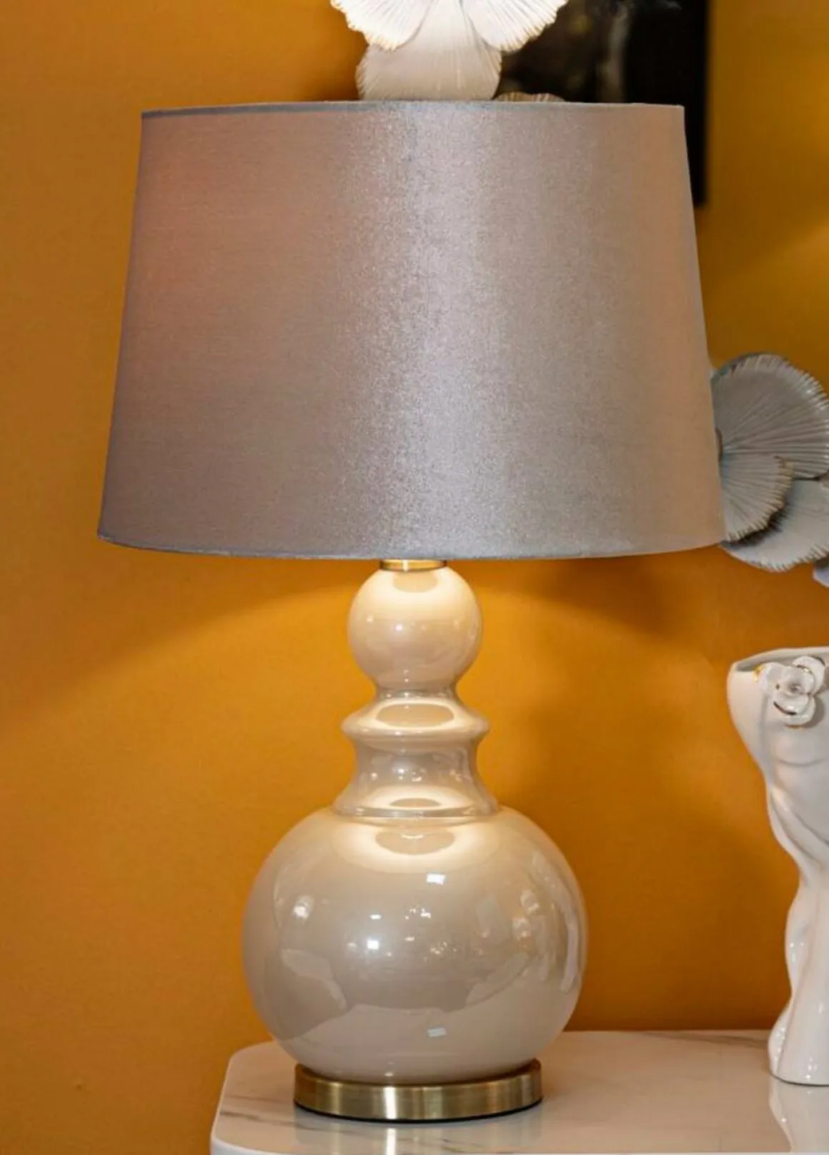 Lampada da tavolo Casto, 38x38 h61 cm, Bianco perla