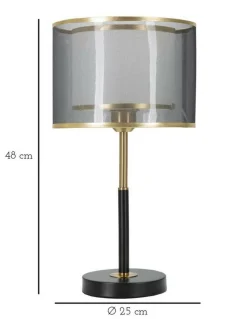 Lampade Da Tavolo > Dmora Lampada da tavolo Chiaroscuro, 25x25 h48 cm, Nero e Oro Oro, Nero