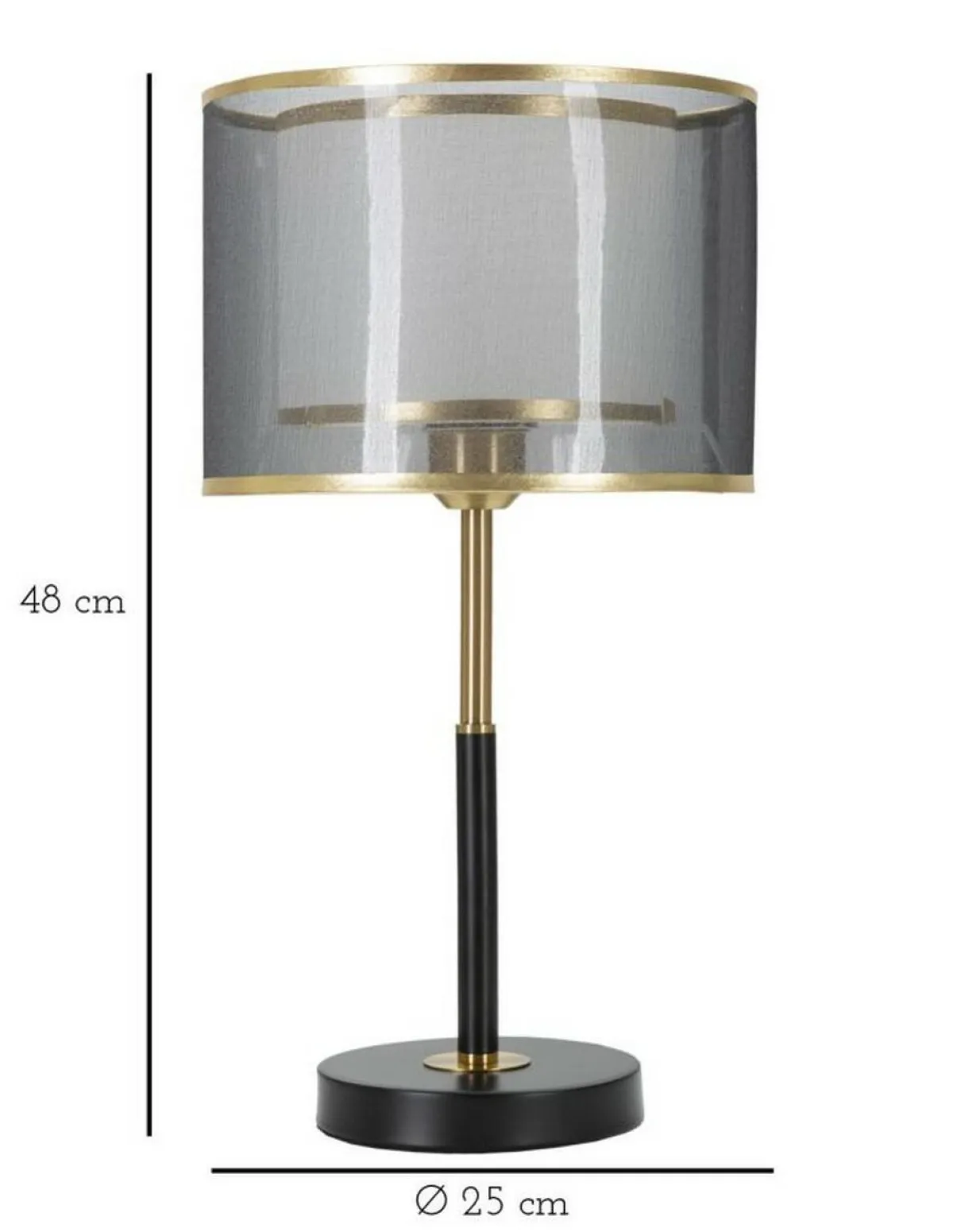 Lampade Da Tavolo > Dmora Lampada da tavolo Chiaroscuro, 25x25 h48 cm, Nero e Oro Oro, Nero