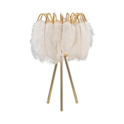 Lampade Da Tavolo > Dmora Lampada da tavolo Estofado, 40x40 h60 cm, Bianco e Oro Oro, Bianco
