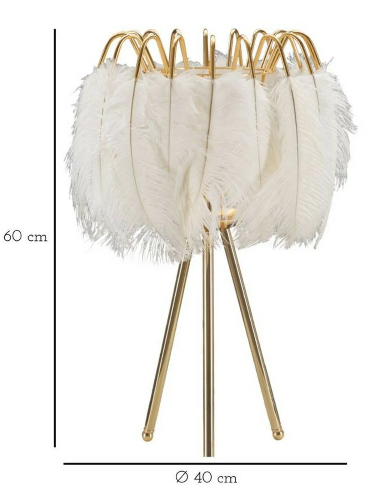 Lampade Da Tavolo > Dmora Lampada da tavolo Estofado, 40x40 h60 cm, Bianco e Oro Oro, Bianco