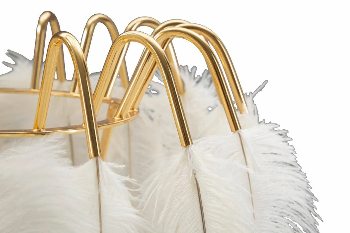 Lampade Da Tavolo > Dmora Lampada da tavolo Estofado, 40x40 h60 cm, Bianco e Oro Oro, Bianco