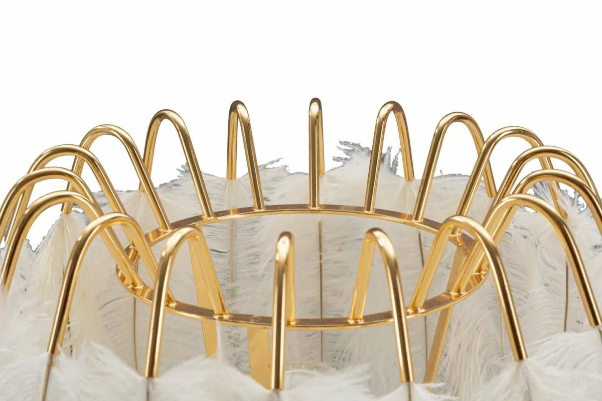Lampade Da Tavolo > Dmora Lampada da tavolo Estofado, 40x40 h60 cm, Bianco e Oro Oro, Bianco