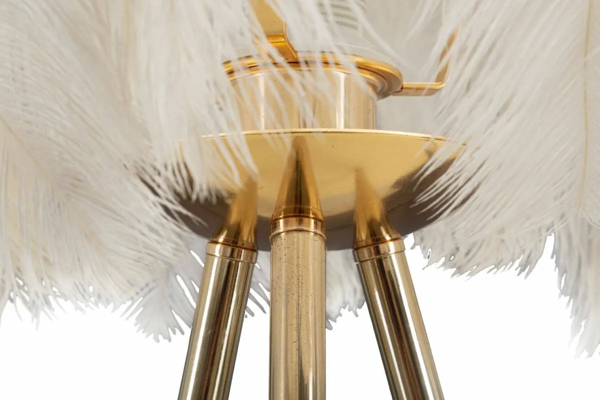 Lampade Da Tavolo > Dmora Lampada da tavolo Estofado, 40x40 h60 cm, Bianco e Oro Oro, Bianco