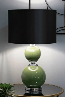 Lampada da tavolo Falletto, 38x38 h65 cm, Verde e Grigio
