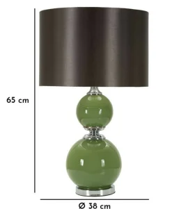 Lampada da tavolo Falletto, 38x38 h65 cm, Verde e Grigio