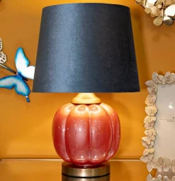 Lampade Da Tavolo > Dmora Lampada da tavolo Fibocchi, 33x33 h50 cm, Rosso e Blu Blu, Rosso