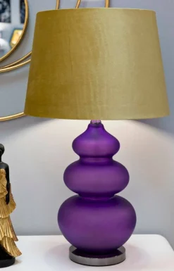 Lampada da tavolo Genovesi, 40x40 h70 cm, Viola e Giallo