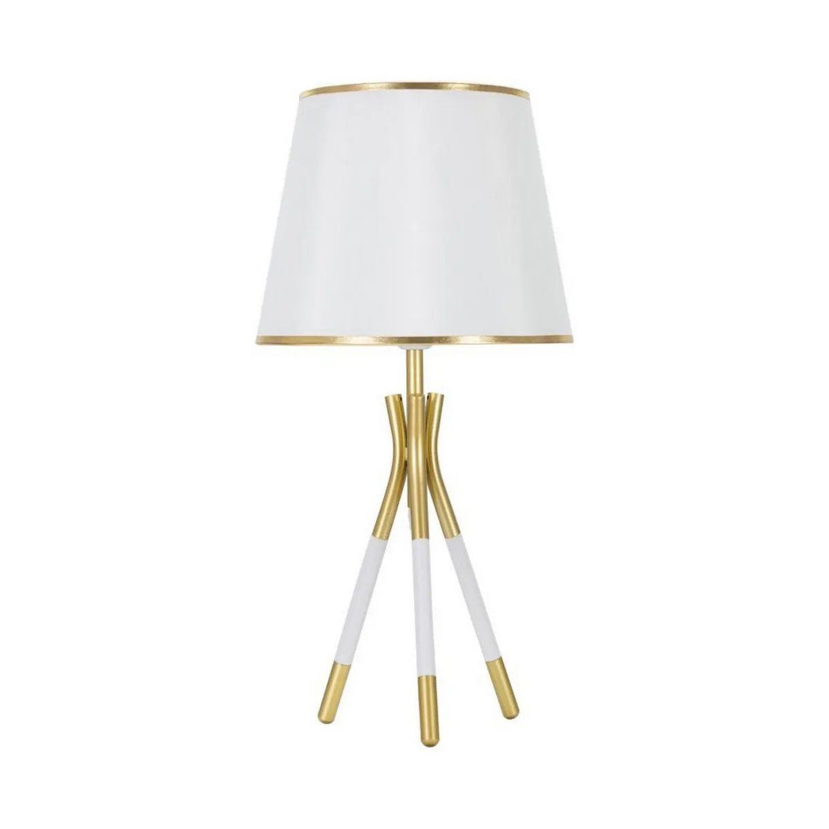 Lampade Da Tavolo > Dmora Lampada da tavolo Gongbi, 28x28 h57 cm, Bianco e Oro Oro, Bianco