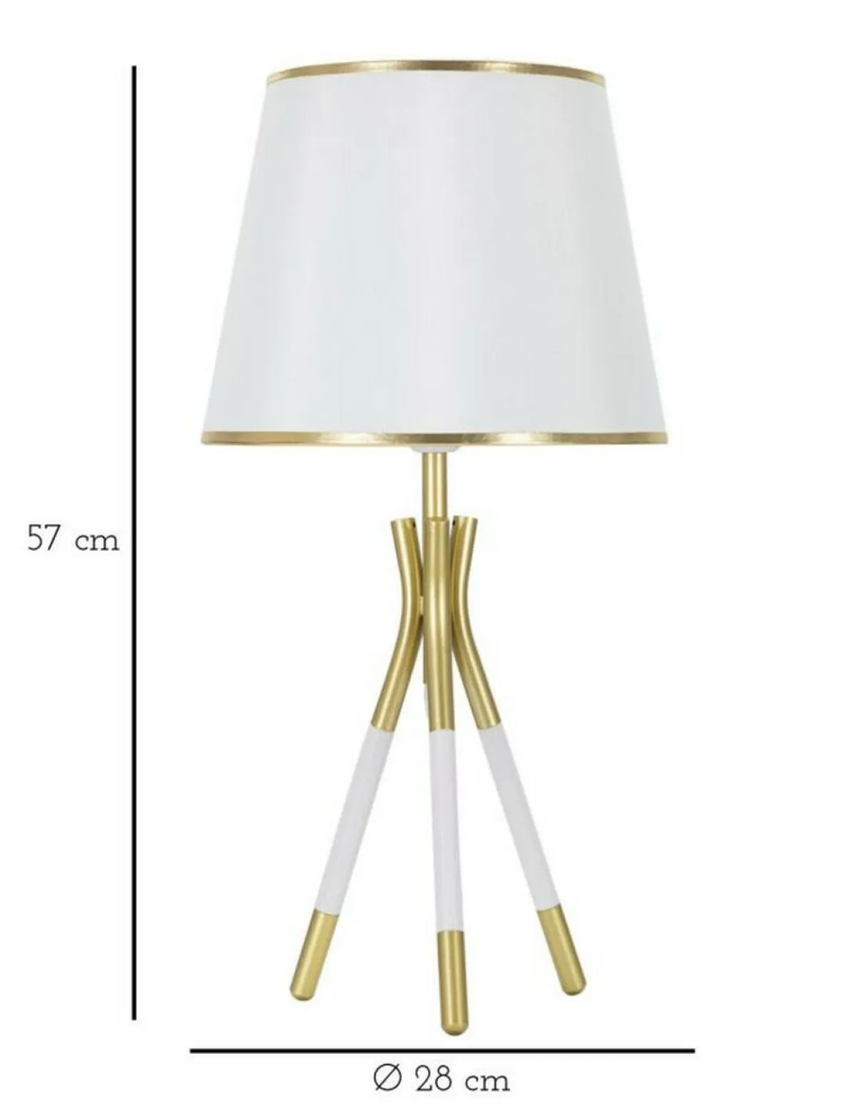 Lampade Da Tavolo > Dmora Lampada da tavolo Gongbi, 28x28 h57 cm, Bianco e Oro Oro, Bianco