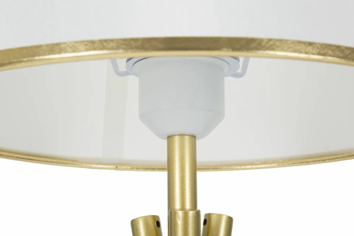 Lampade Da Tavolo > Dmora Lampada da tavolo Gongbi, 28x28 h57 cm, Bianco e Oro Oro, Bianco