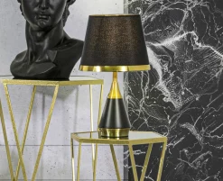 Lampada da tavolo Grattage, 28x28 h50 cm, Nero e Oro