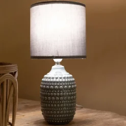 Lampade Da Tavolo > Dmora Lampada da Tavolo Necessaria 1 Lampadina Attacco e14, Paralume - Bethel Grigio