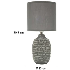 Lampade Da Tavolo > Dmora Lampada da Tavolo Necessaria 1 Lampadina Attacco e14, Paralume - Bethel Grigio