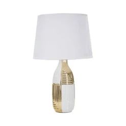 Lampada da tavolo Mondriam, Bianco e Oro, 33x33 h54 cm