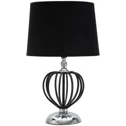 Lampade Da Tavolo > Dmora Lampada da Tavolo Nero Argento Necessaria 1 Lampadina Paralume, Attacco e27 - Bundi Argento, Nero