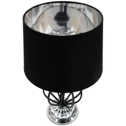 Lampade Da Tavolo > Dmora Lampada da Tavolo Nero Argento Necessaria 1 Lampadina Paralume, Attacco e27 - Bundi Argento, Nero