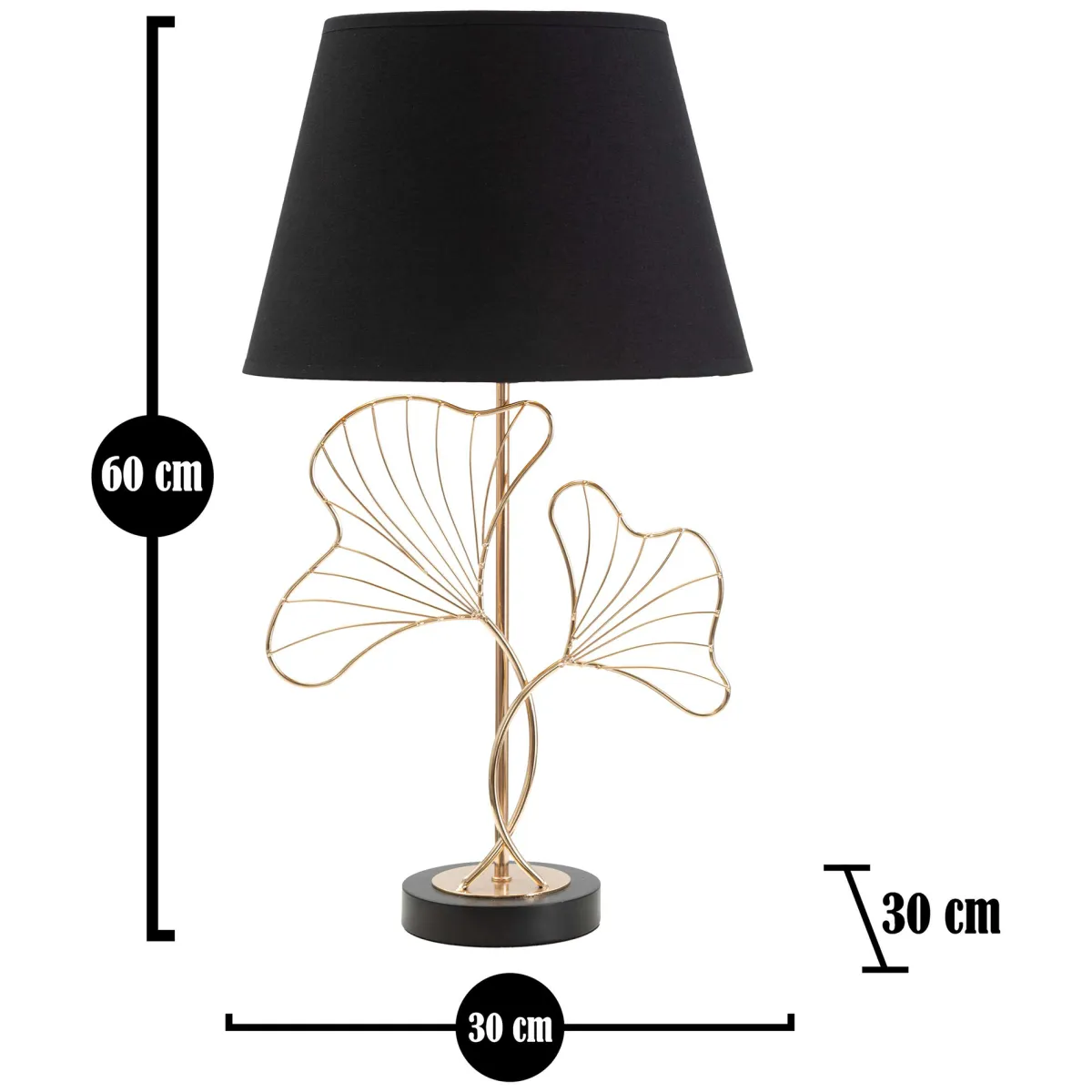 Lampade Da Tavolo > Dmora Lampada da Tavolo Nero oro Necessaria 1 Lampadina Attacco e27, Paralume - Hida Oro, Nero