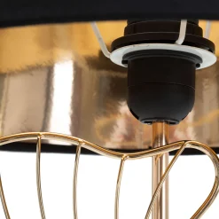 Lampade Da Tavolo > Dmora Lampada da Tavolo Nero oro Necessaria 1 Lampadina Attacco e27, Paralume - Hida Oro, Nero