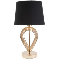 Lampada da Tavolo Nero oro Necessaria 1 Lampadina Attacco e27, Paralume - Nikko