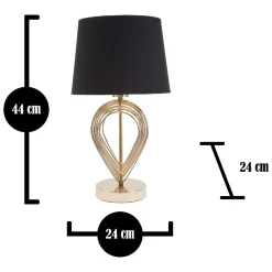 Lampada da Tavolo Nero oro Necessaria 1 Lampadina Attacco e27, Paralume - Nikko