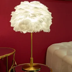Lampada da Tavolo oro Bianco Necessaria 1 Lampadina Attacco e27, Paralume - Bala