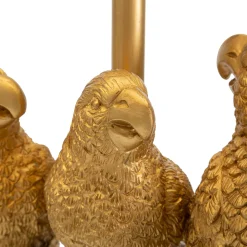 Lampada da Tavolo oro Nero Decorazione con Pappagalli Attacco e27, Paralume - Paia