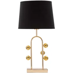 Lampade Da Tavolo > Dmora Lampada da Tavolo oro Nero Necessaria 1 Lampadina Attacco e27, Paralume - Babarora Nero, Oro
