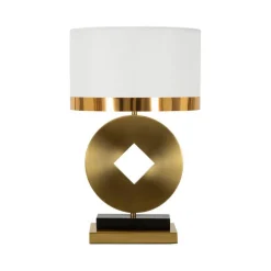 Lampade Da Tavolo > Dmora Lampada da tavolo Papier, 30x30 h53 cm, Bianco e Oro Oro, Bianco