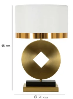 Lampade Da Tavolo > Dmora Lampada da tavolo Papier, 30x30 h53 cm, Bianco e Oro Oro, Bianco