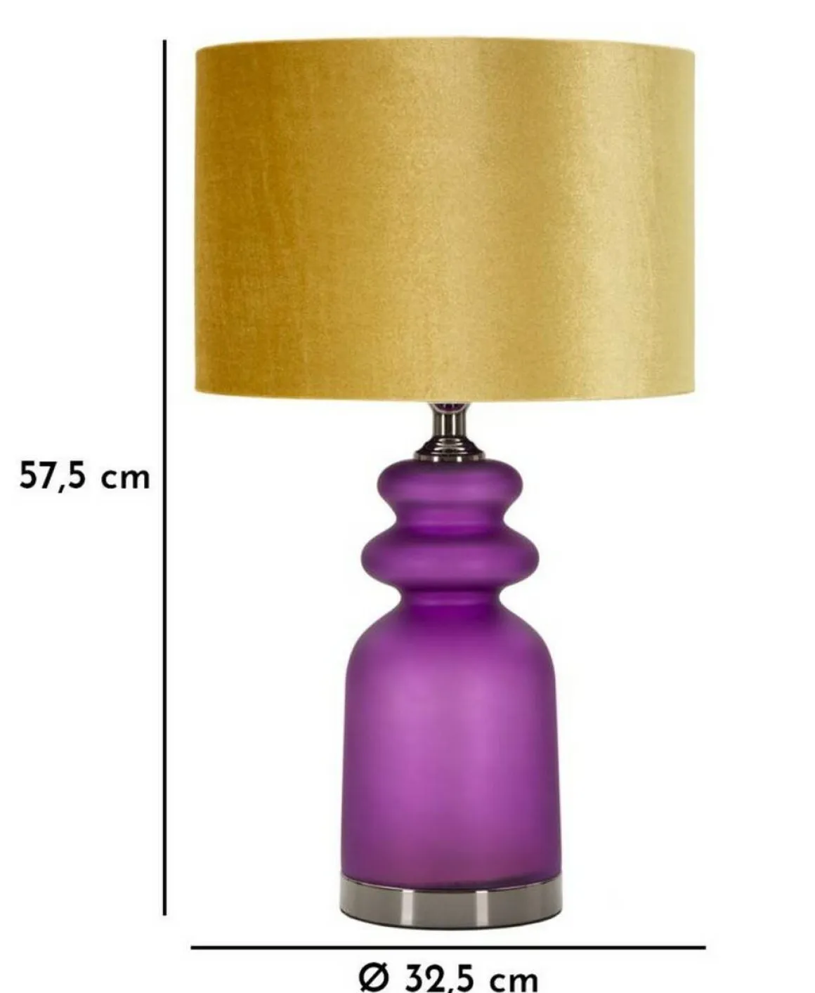 Lampada da tavolo Pescaia, 33x33 h58 cm, Viola e Oro