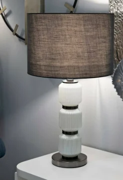 Lampada da tavolo Presolana, 33x33 h57 cm, Bianco e Grigio